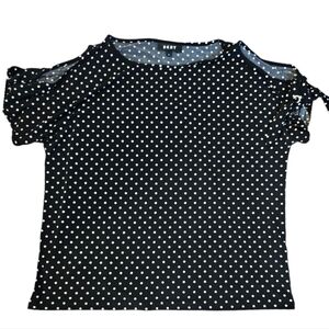 DKNY Black and White Polka Dot Top Size Medium